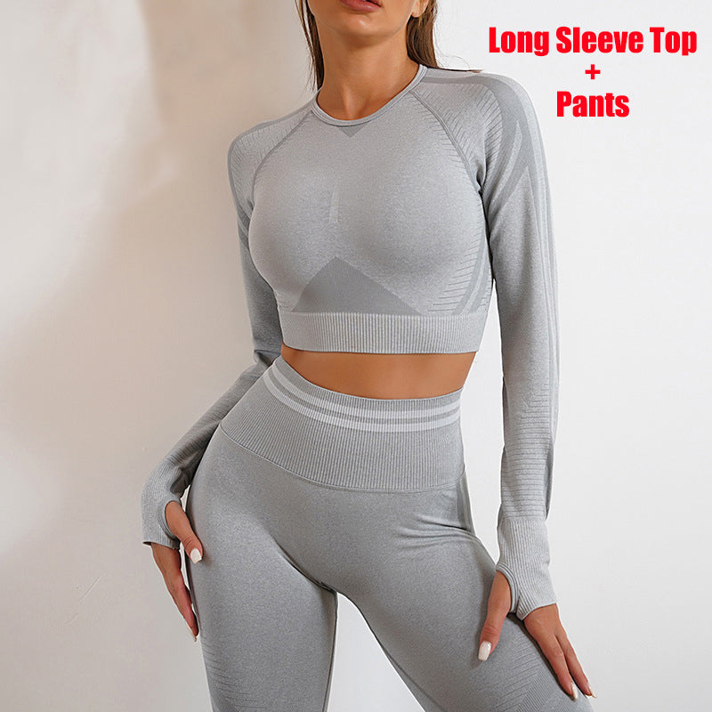 Seamless Yoga Set — Leggings & Long Sleeve Top