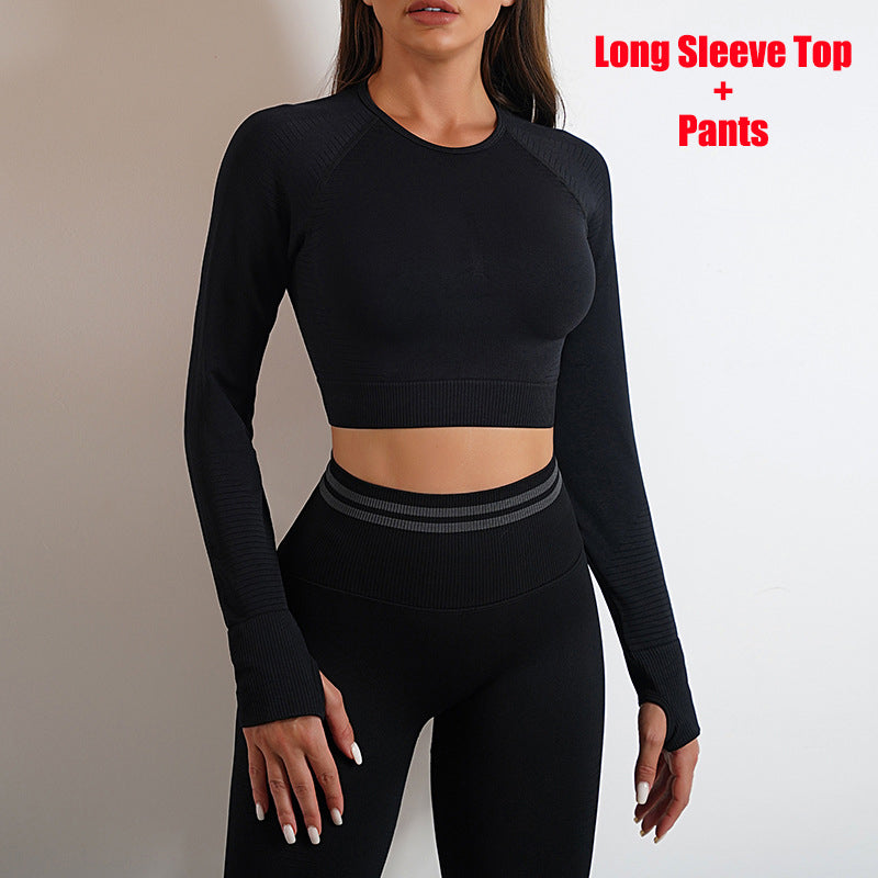 Seamless Yoga Set — Leggings & Long Sleeve Top