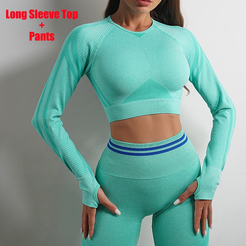 Seamless Yoga Set — Leggings & Long Sleeve Top