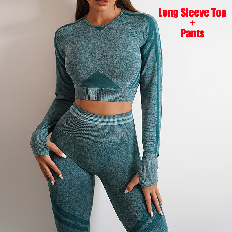 Seamless Yoga Set — Leggings & Long Sleeve Top